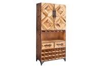 Design Barschrank BODEGA 160cm natur Pinienholz Weinregal Glashalter Schubladen