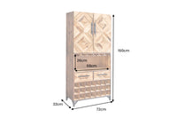 Design Barschrank BODEGA 160cm natur Pinienholz Weinregal Glashalter Schubladen