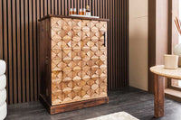 Design Barschrank BODEGA 90cm natur Pinienholz Weinregal Glashalter Schubladen