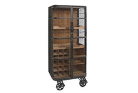 Design Barschrank LOFT 150cm natur Pinienholz Metall mit Flaschenregal