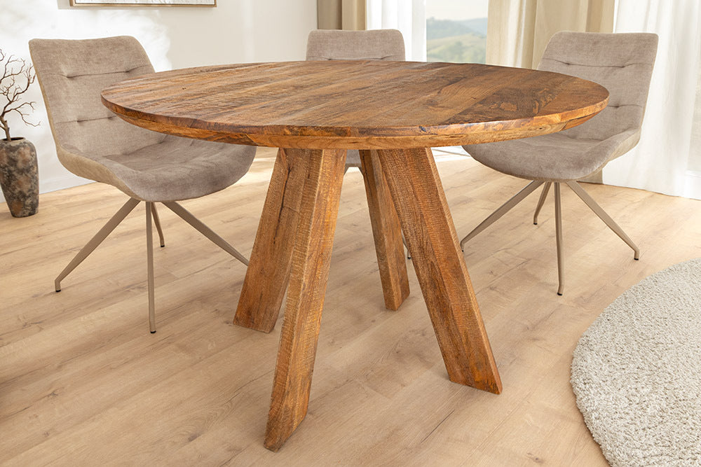 Runder Esstisch ART WOOD 100cm braun massiv Mangoholz