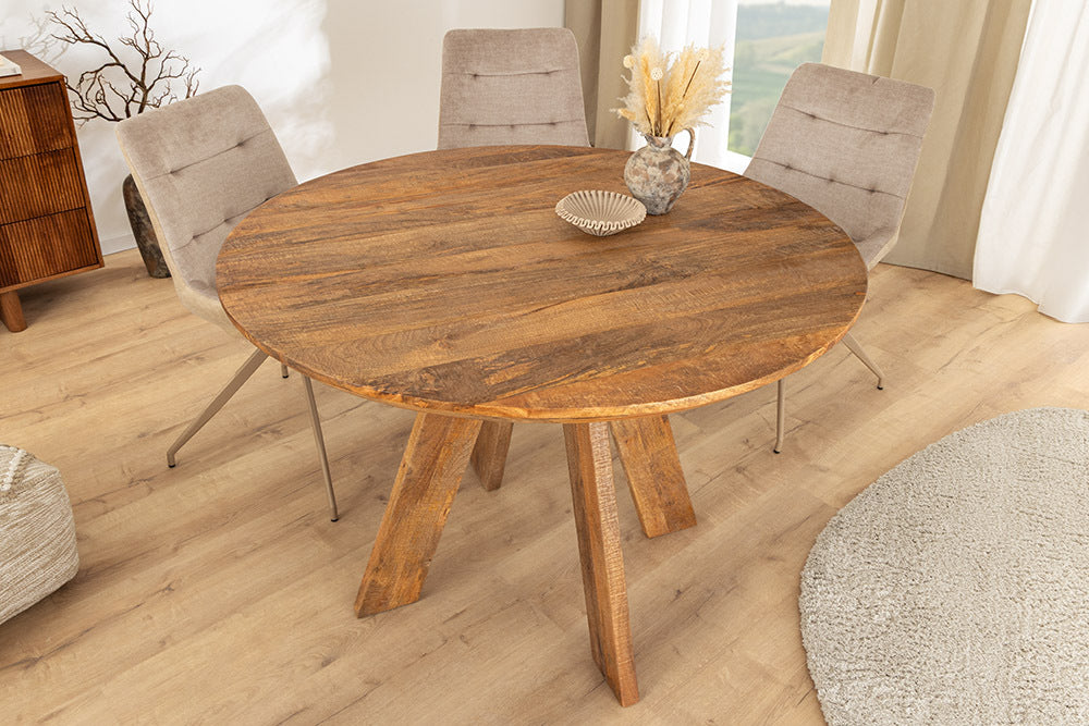 Runder Esstisch ART WOOD 100cm braun massiv Mangoholz