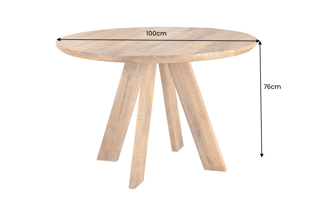 Runder Esstisch ART WOOD 100cm braun massiv Mangoholz