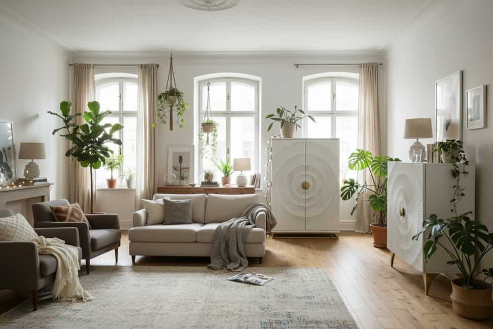 GOLDEN SUNSET Handgearbeiteter Barschrank  140cm Weiß gold Mangoholz massiv