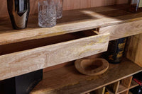 GOLDEN SUNSET Handgearbeiteter Barschrank  140cm Weiß gold Mangoholz massiv