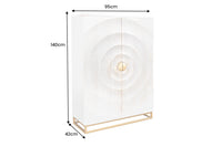 GOLDEN SUNSET Handgearbeiteter Barschrank  140cm Weiß gold Mangoholz massiv