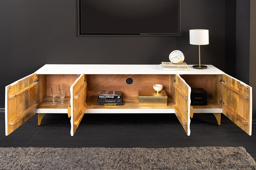 AMAZONAS Solid TV lowboard 160cm brown sheesham wood with tree edge