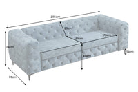 Chesterfield Sofa MODERN BAROCK 235cm Samt 3-Sitzer Couch Federkern