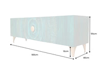 GOLDEN SUNSET Handgearbeitetes TV-Lowboard 180cm türkis gold Mangoholz massiv Metallfüße