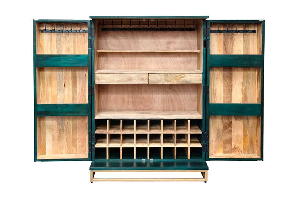 PURE Solid highboard 140cm Sheesham stone finish display case rosewood