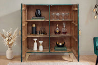 GOLDEN SUNSET Handgearbeitetes Highboard 120cm türkis gold Mangoholz