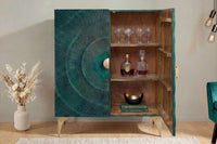 GOLDEN SUNSET Handgearbeitetes Highboard 120cm türkis gold Mangoholz