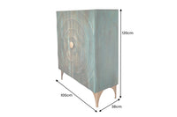 GOLDEN SUNSET Handgearbeitetes Highboard 120cm türkis gold Mangoholz