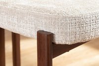 Design Stuhl BELLANO creme beige Chenille Cremona Metallgestell Walnuss