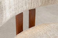 Design Stuhl BELLANO creme beige Chenille Cremona Metallgestell Walnuss