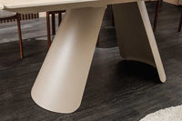 Ausziehbarer Esstisch VOGUE 160-200-240cm beige Keramik Travertin Metall champagner greige