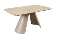 Ausziehbarer Esstisch VOGUE 160-200-240cm beige Keramik Travertin Metall champagner greige