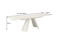 Ausziehbarer Esstisch VOGUE 160-200-240cm beige Keramik Travertin Metall champagner greige
