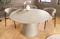 Runder Esstisch EN VOGUE 120cm matt grau Beton-Design mit Säulenfuß
