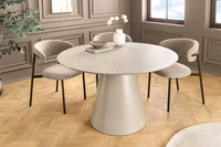 Runder Esstisch EN VOGUE 120cm matt grau Beton-Design mit Säulenfuß