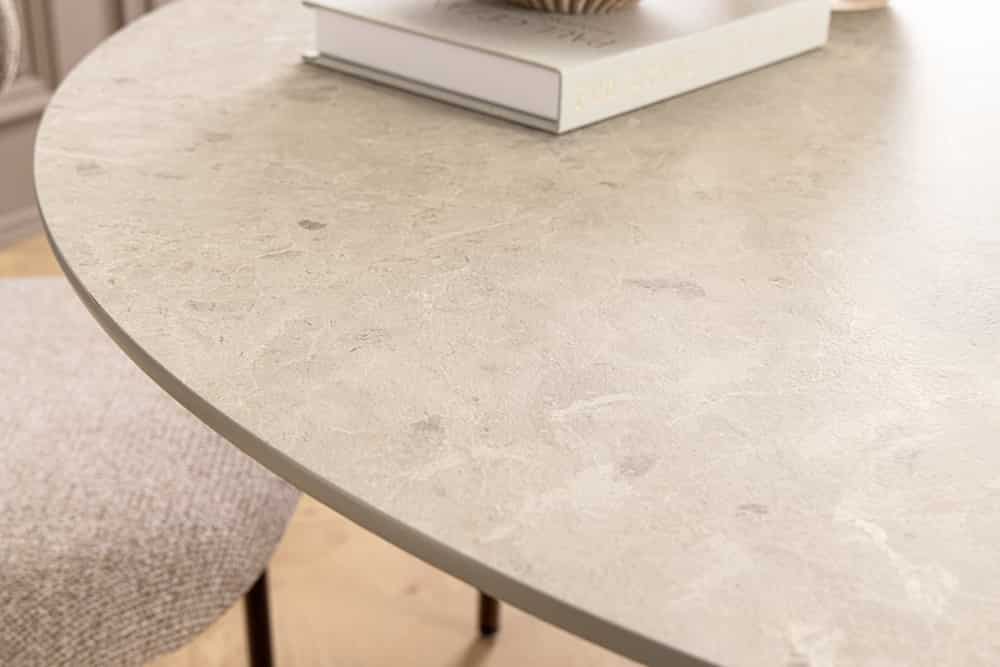 Runder Esstisch EN VOGUE 120cm matt grau Beton-Design mit Säulenfuß