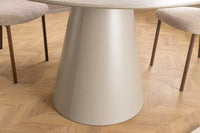 Runder Esstisch EN VOGUE 120cm matt grau Beton-Design mit Säulenfuß