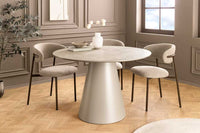 Runder Esstisch EN VOGUE 120cm matt grau Beton-Design mit Säulenfuß