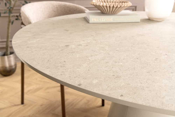 Runder Esstisch EN VOGUE 120cm matt grau Beton-Design mit Säulenfuß