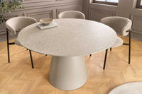 Runder Esstisch EN VOGUE 120cm matt grau Beton-Design mit Säulenfuß