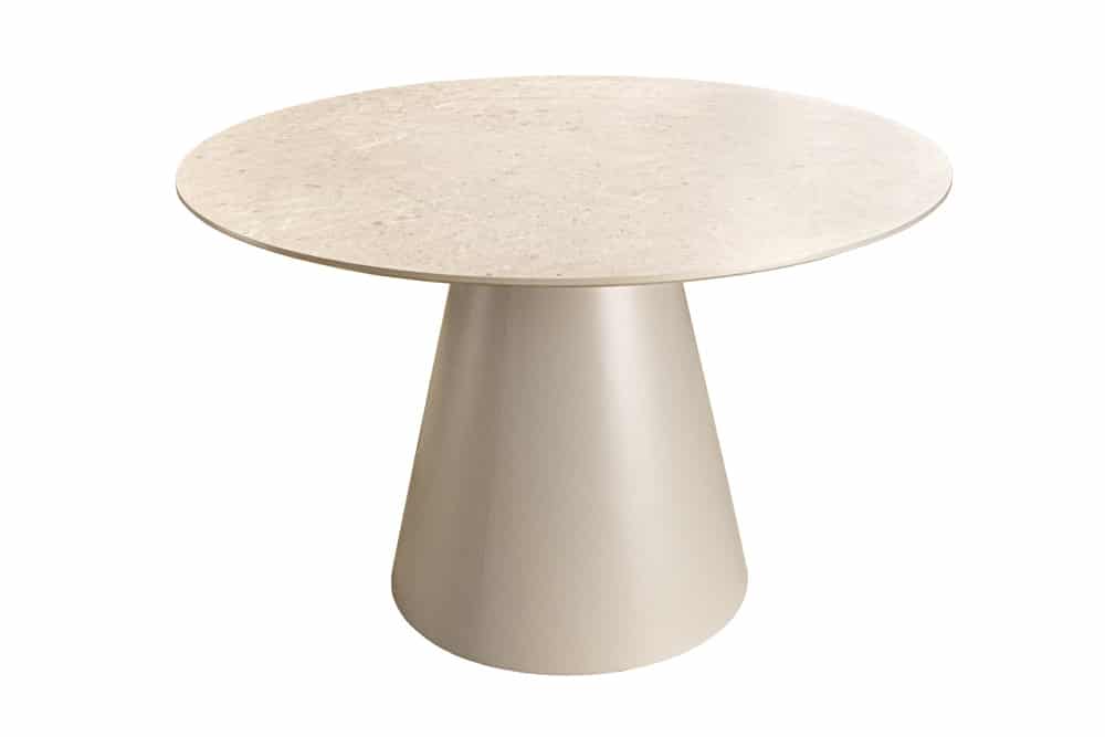 Runder Esstisch EN VOGUE 120cm matt grau Beton-Design mit Säulenfuß