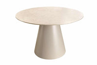 Runder Esstisch EN VOGUE 120cm matt grau Beton-Design mit Säulenfuß