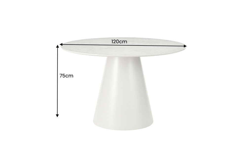 Runder Esstisch EN VOGUE 120cm matt grau Beton-Design mit Säulenfuß