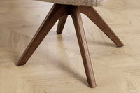 Drehbarer Stuhl ORGANIKO taupe beige Strukturstoff Holzgestell Walnuss mit Armlehne