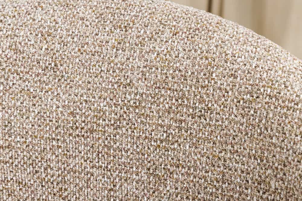 Drehbarer Stuhl ORGANIKO taupe beige Strukturstoff Holzgestell Walnuss mit Armlehne