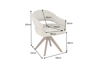 Drehbarer Stuhl ORGANIKO taupe beige Strukturstoff Holzgestell Walnuss mit Armlehne