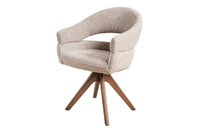 Drehbarer Stuhl ORGANIKO taupe beige Strukturstoff Holzgestell Walnuss mit Armlehne