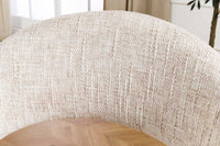 Drehbarer Stuhl ORGANIKO beige Chenillestoff Holzgestell Eiche mit Armlehne