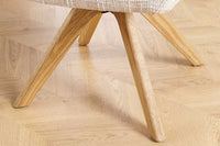 Drehbarer Stuhl ORGANIKO beige Chenillestoff Holzgestell Eiche mit Armlehne