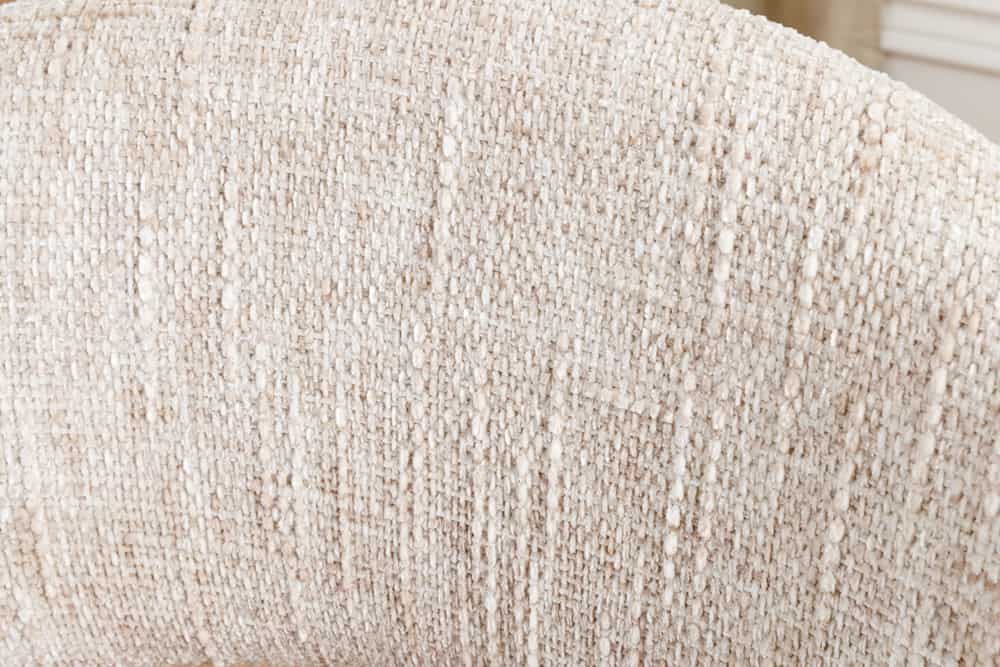 Drehbarer Stuhl ORGANIKO beige Chenillestoff Holzgestell Eiche mit Armlehne