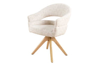 Drehbarer Stuhl ORGANIKO beige Chenillestoff Holzgestell Eiche mit Armlehne