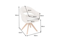 Drehbarer Stuhl ORGANIKO beige Chenillestoff Holzgestell Eiche mit Armlehne