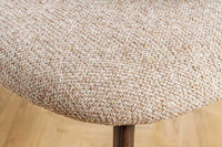 Design Stuhl BELFORT taupe beige Strukturstoff Metallgestell Walnuss