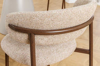 Design Stuhl BELFORT taupe beige Strukturstoff Metallgestell Walnuss