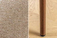 Design Stuhl BELFORT taupe beige Strukturstoff Metallgestell Walnuss