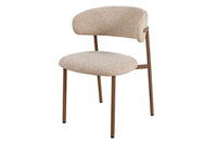 Design Stuhl BELFORT taupe beige Strukturstoff Metallgestell Walnuss