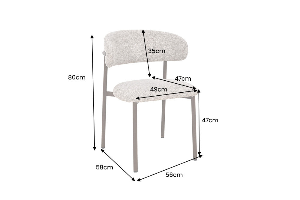 Design Stuhl BELFORT taupe beige Strukturstoff Metallgestell Walnuss