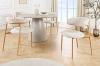 Design Stuhl BELFORT beige Strukturstoff Metallgestell Eiche
