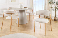 Design Stuhl BELFORT beige Strukturstoff Metallgestell Eiche