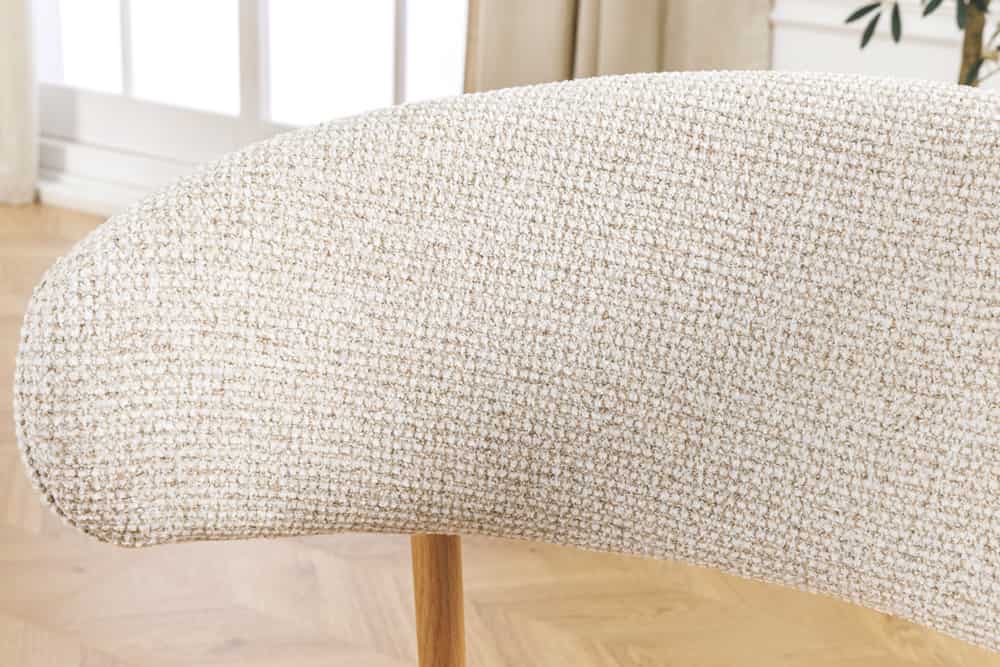 Design Stuhl BELFORT beige Strukturstoff Metallgestell Eiche