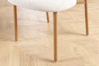 Design Stuhl BELFORT beige Strukturstoff Metallgestell Eiche